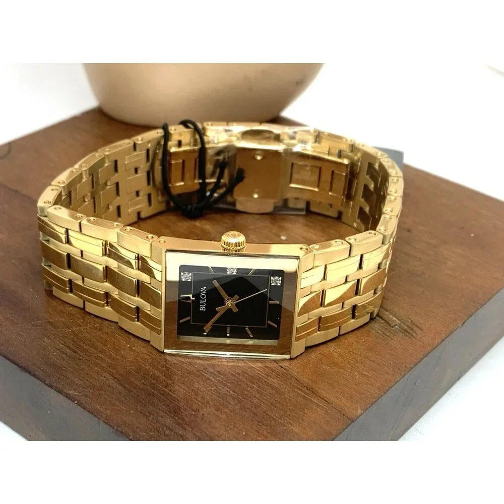Bulova Women's Watch 97P167 Quadra Marc Anthony Quartz Diamond Gold Steel Tank